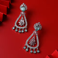 Rhodium-Plated American Diamond Drop Earrings