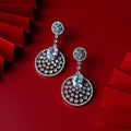 Rhodium Plated American Diamond Stones Dangler Earrings