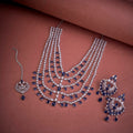 Rhodium Plated Bridal Celestial Cascade Necklace with Maang Tikka