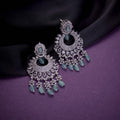 Rhodium Plated Chandelier Earrings with Stone Work