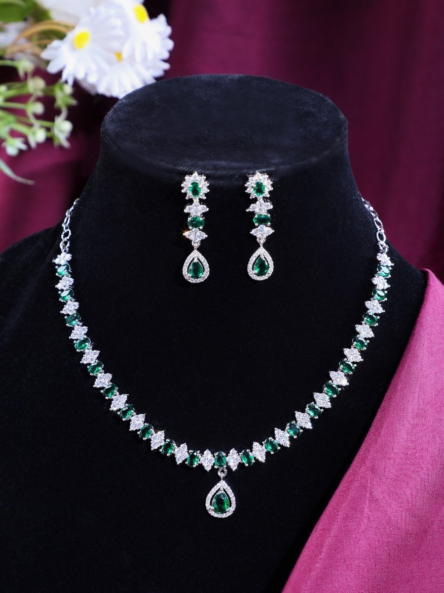 Rhodium Plated Crystal Zircon Jewelry Set
