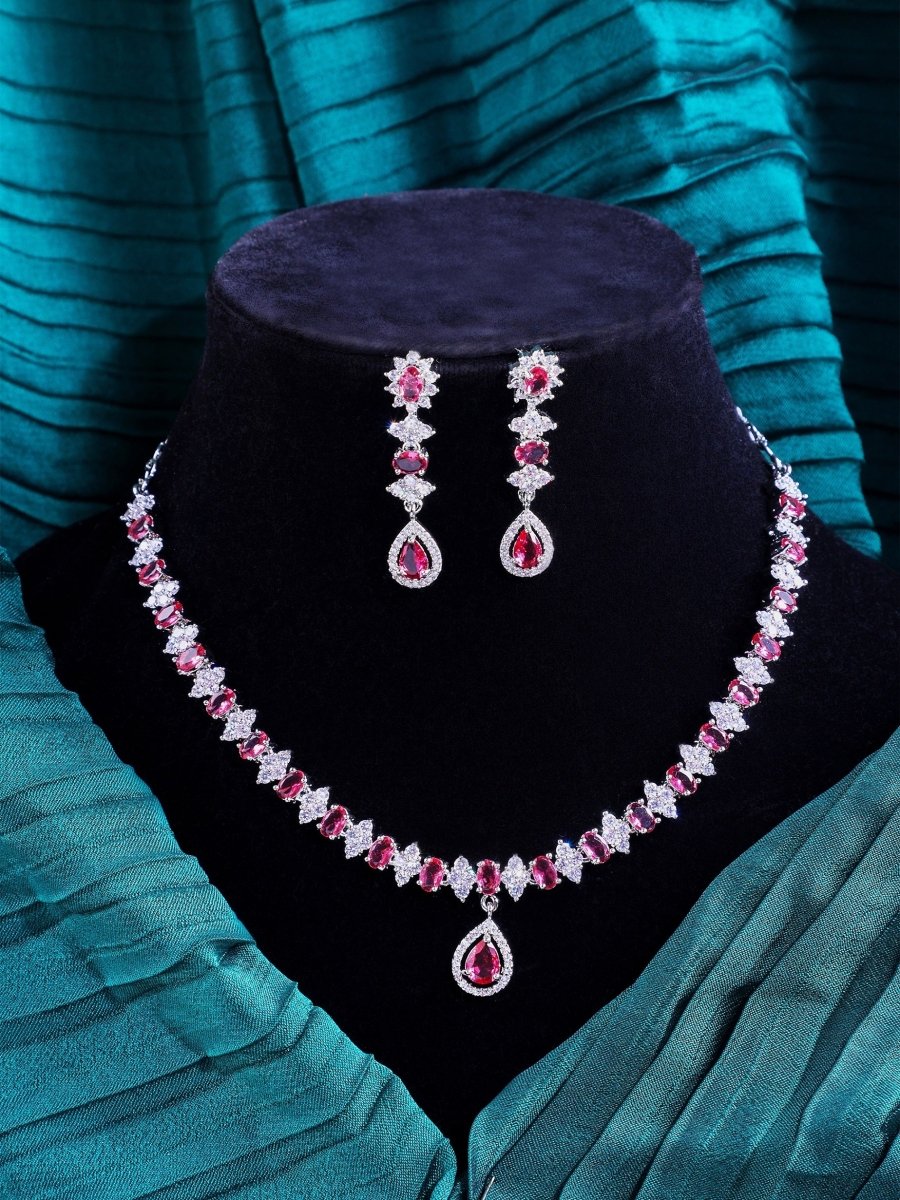 Rhodium Plated Crystal Zircon Jewelry Set