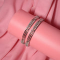Rhodium Plated CZ Diamond Twisted Wire Design Bangles (Pack of 2)