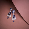 Rhodium Plated Dangle Earrings with Crystal Work