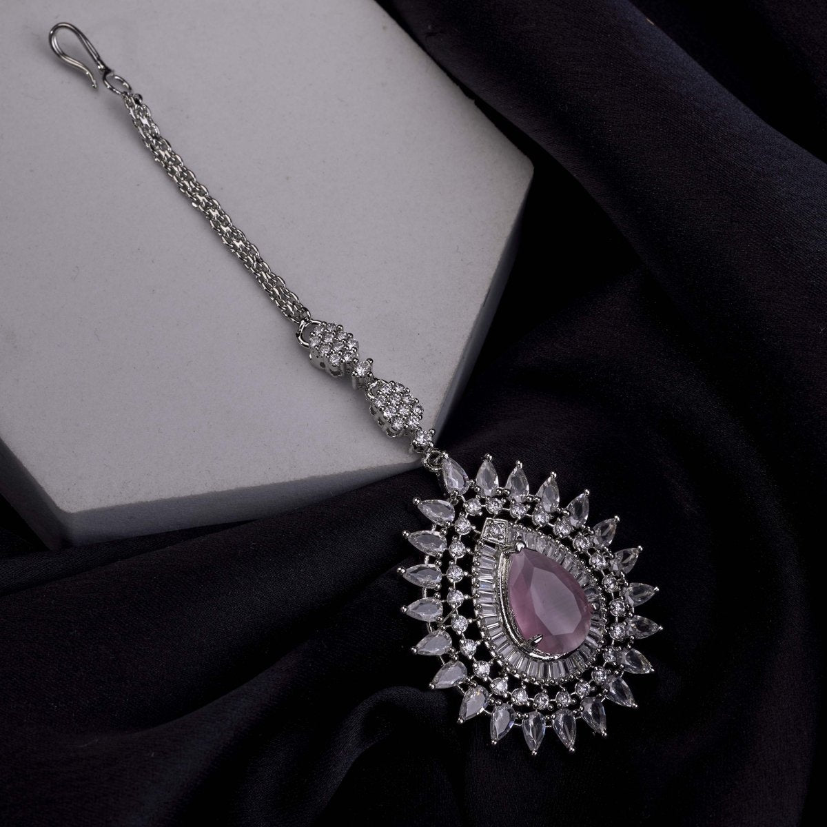 Rhodium Plated Divine Droplet Traditional Maang Tikka