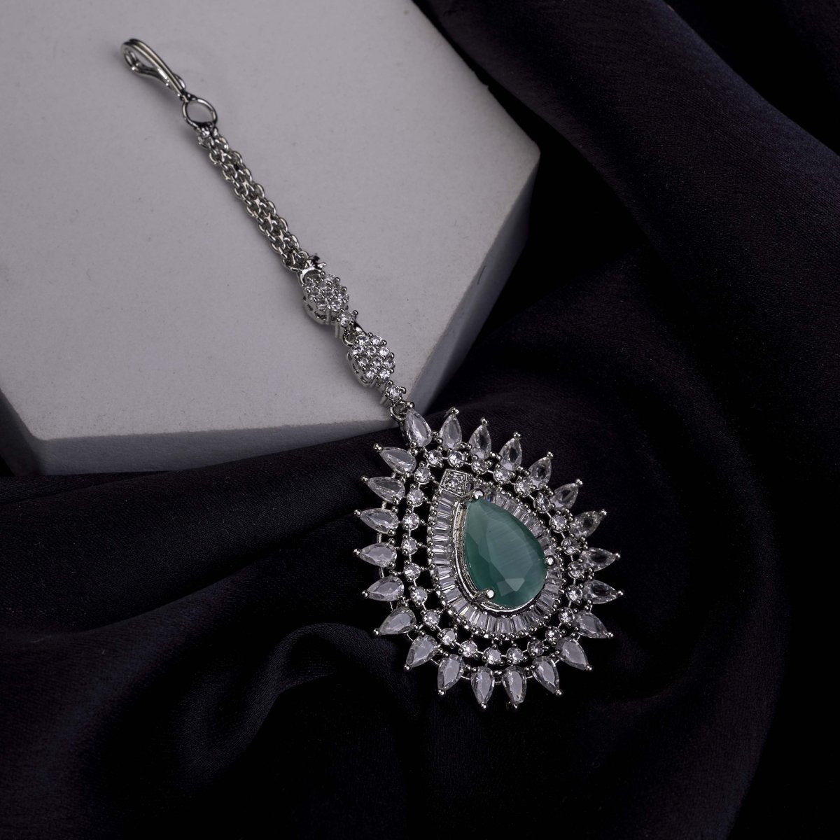 Rhodium Plated Divine Droplet Traditional Maang Tikka