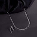 Rhodium Plated Necklace Earrings Set  ‘Square Luxe’ Designer Jewelry with Stone Work