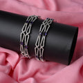 Rhodium Plated Stone Studded Bangle Set (Pack of 4)
