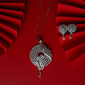 Rhodium Plated Zirconia Necklace and Earring Set - Opal Touch