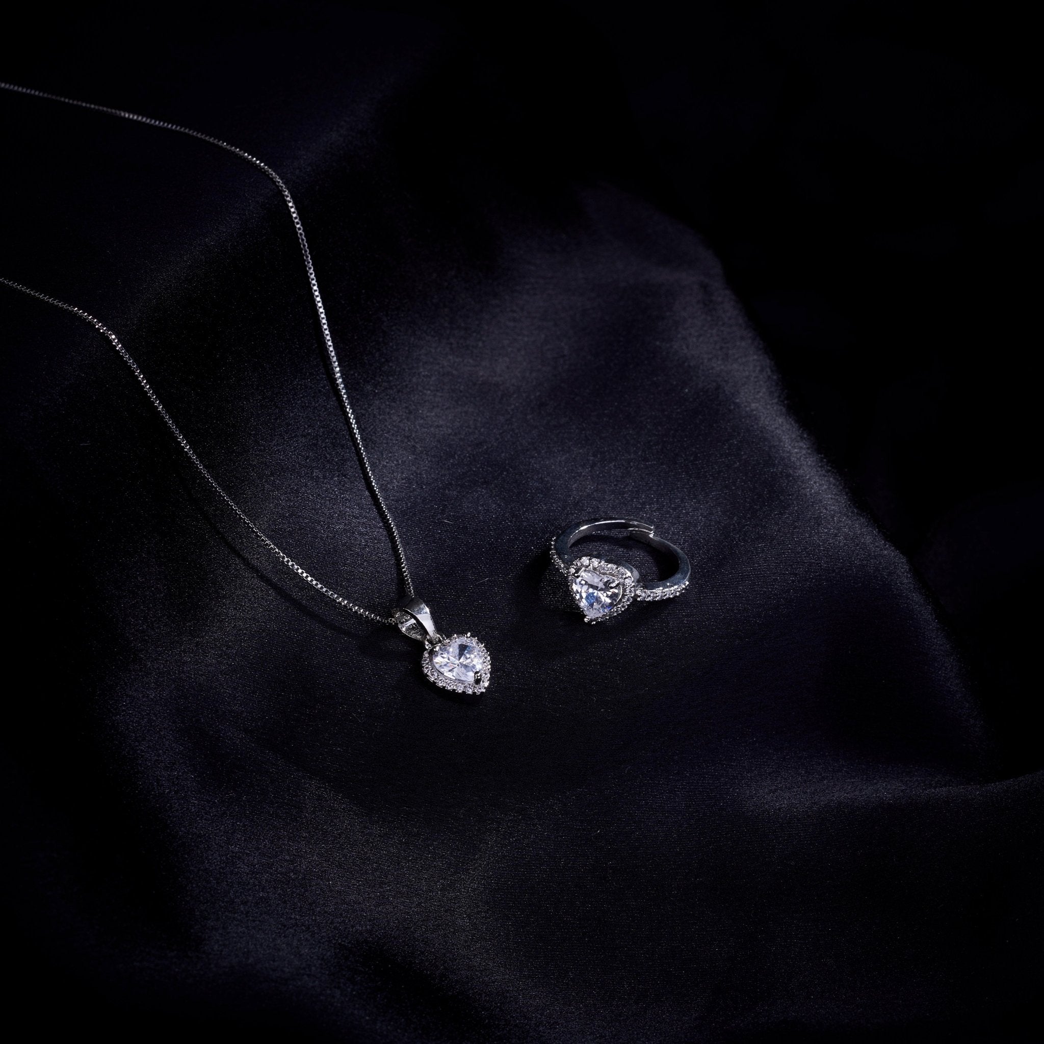 Rhodium Radiance Locket and Ring Combo