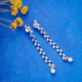 Rhodium Shine Long Earrings