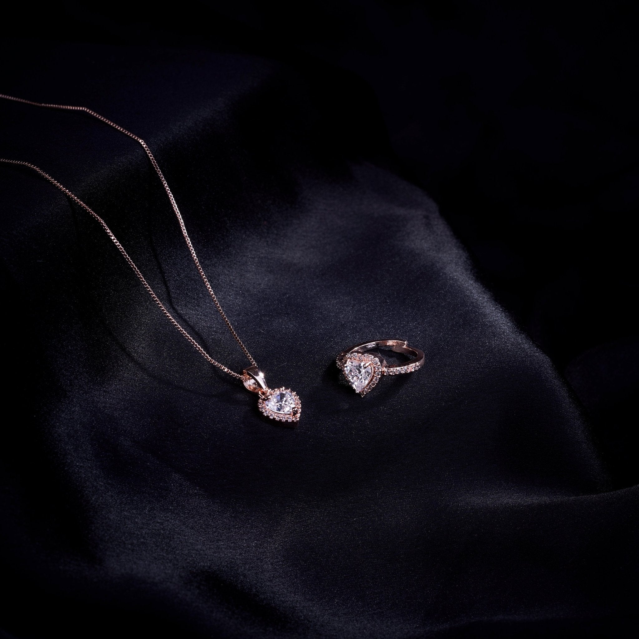 Rose Gold Elegance Locket and Ring Combo