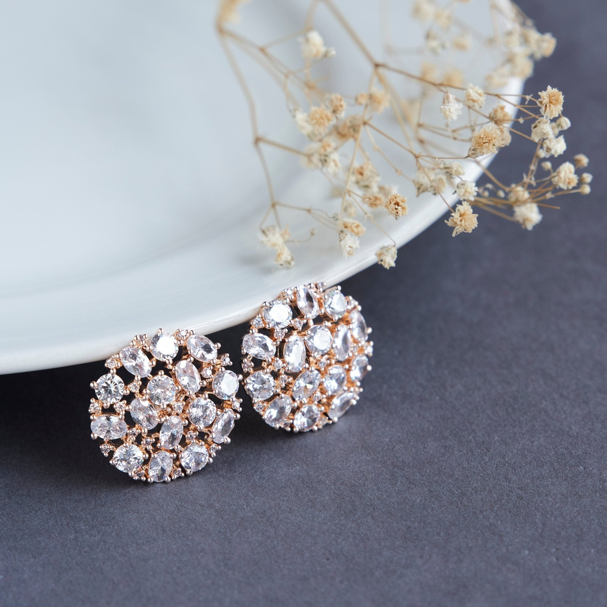 Rose Gold White opulence Studs