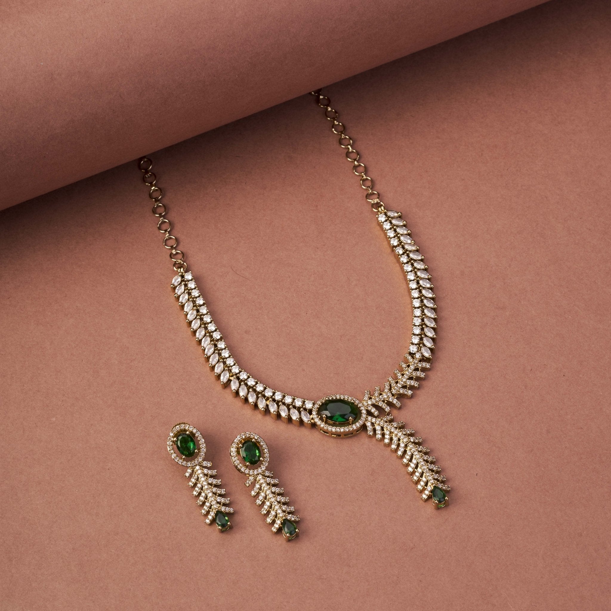 Royal Radiance CZ Gold Plated Necklace Set