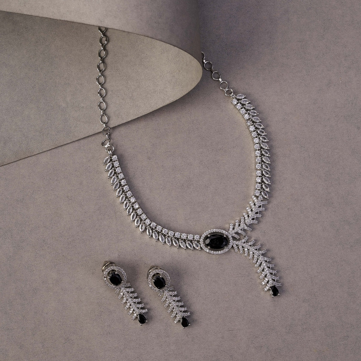 Royal Radiance CZ Rhodium Plated Necklace Set