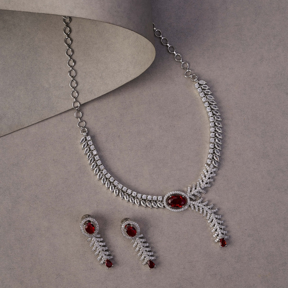 Royal Radiance CZ Rhodium Plated Necklace Set