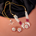 Ruby and Polki Choker Necklace Set with Earrings