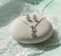S' Initial Necklace and Cubic Zirconia Stud Earrings Set (Pack of 2)