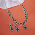 Sapphire Dazzling Rhodium Plated Necklace Set