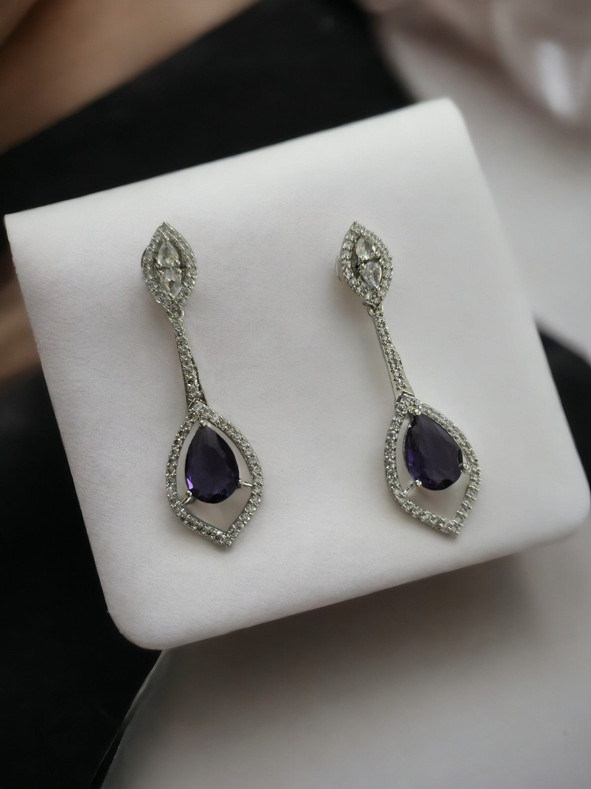 Scarlet Sparkle Rhodium Plated Crystal Red Earrings