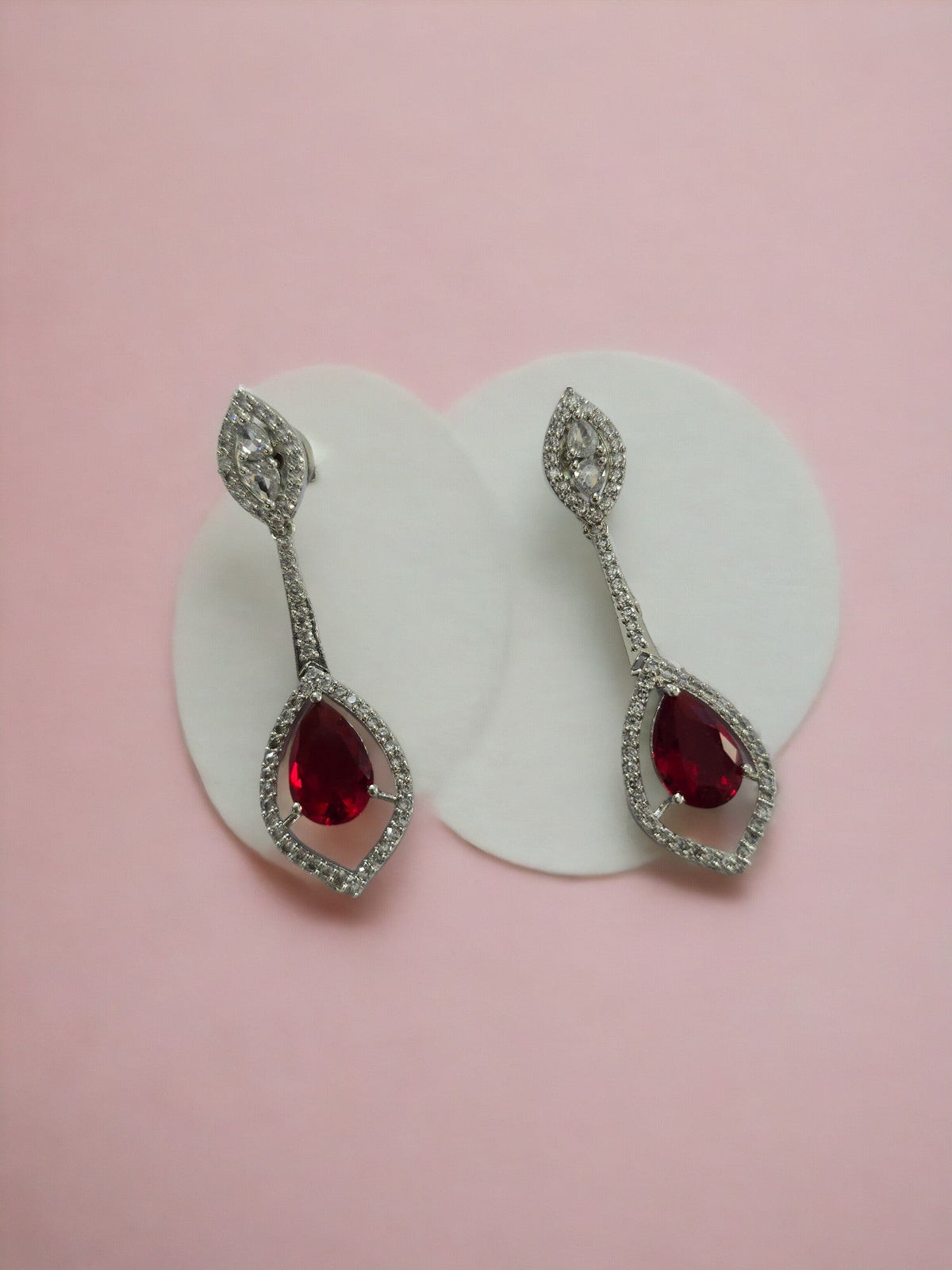 Scarlet Sparkle Rhodium Plated Crystal Red Earrings