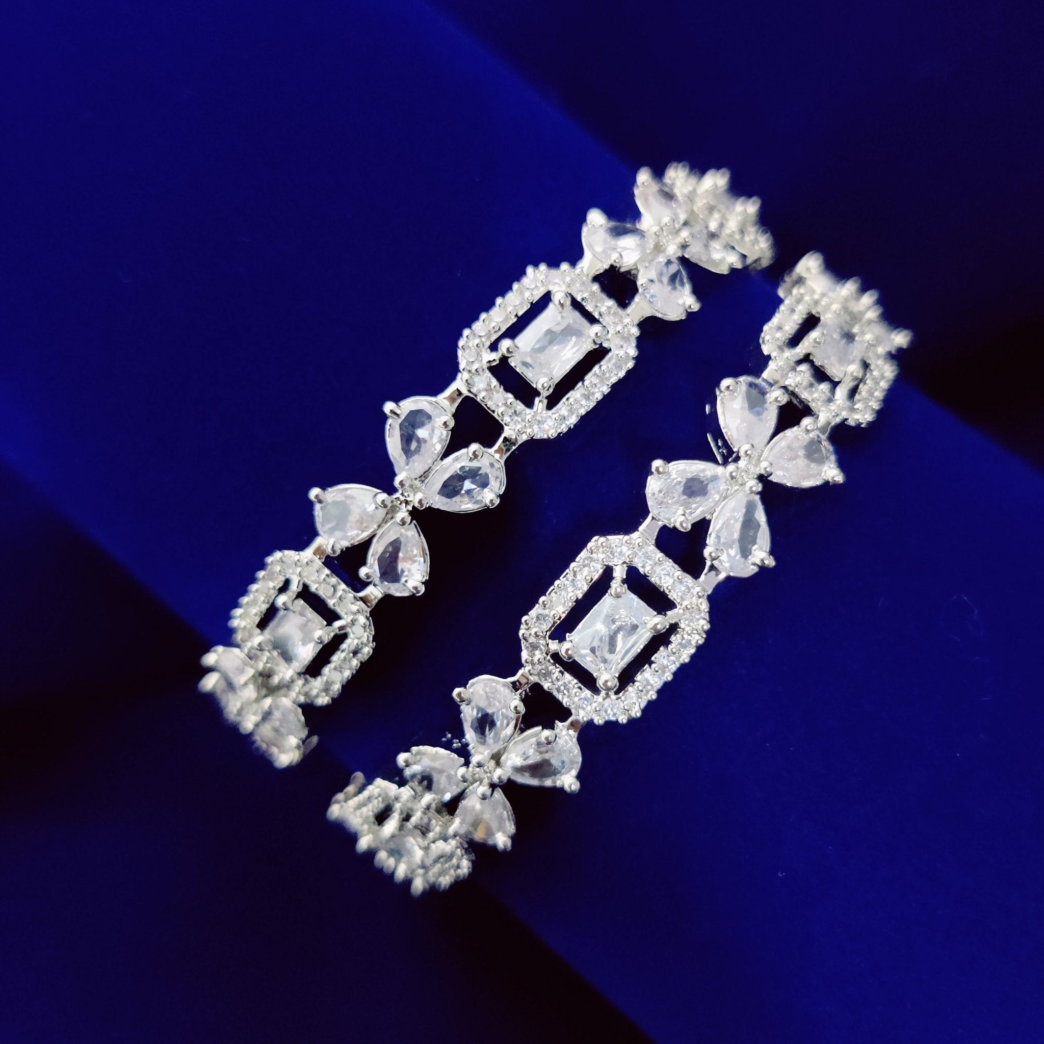 Shimmering White Rhodium Bangles  (Pack of 2)