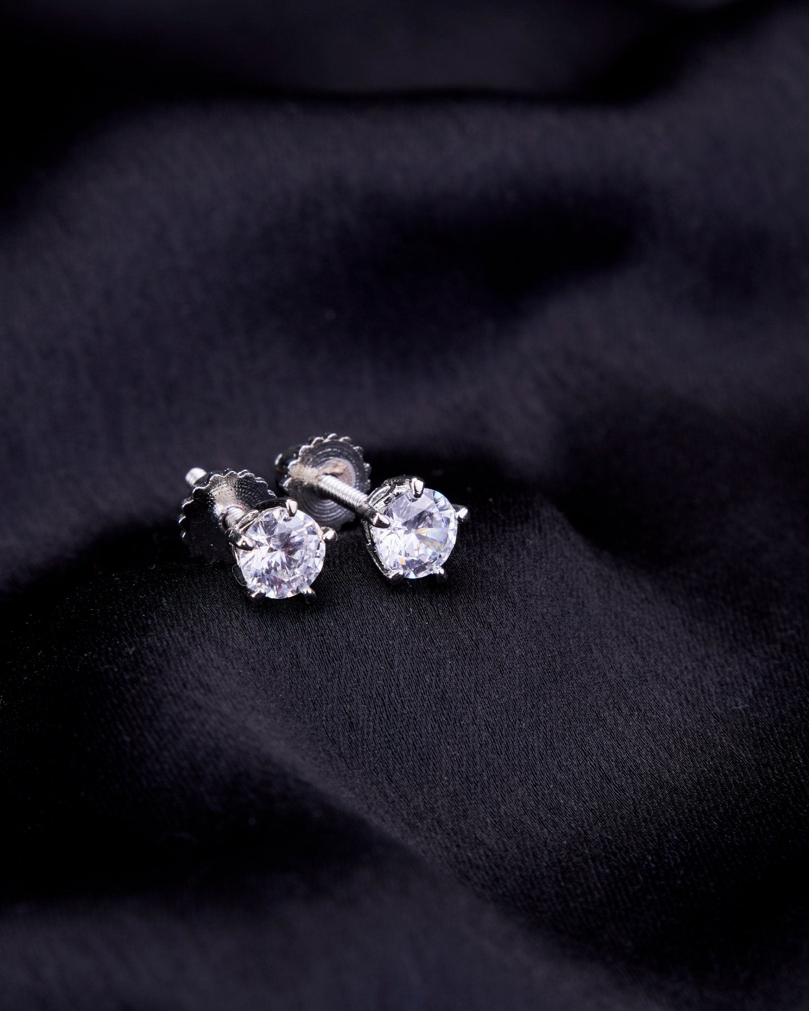 Single White Stud Screw Earrings