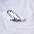 Slim 3 Layered Rhodium-Black Bangles Set (Pack of 2)