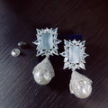Sophisticated Grey Rhodium Earrings