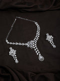 Sparkling American Diamond Rhodium Plated Necklace & Earring Set