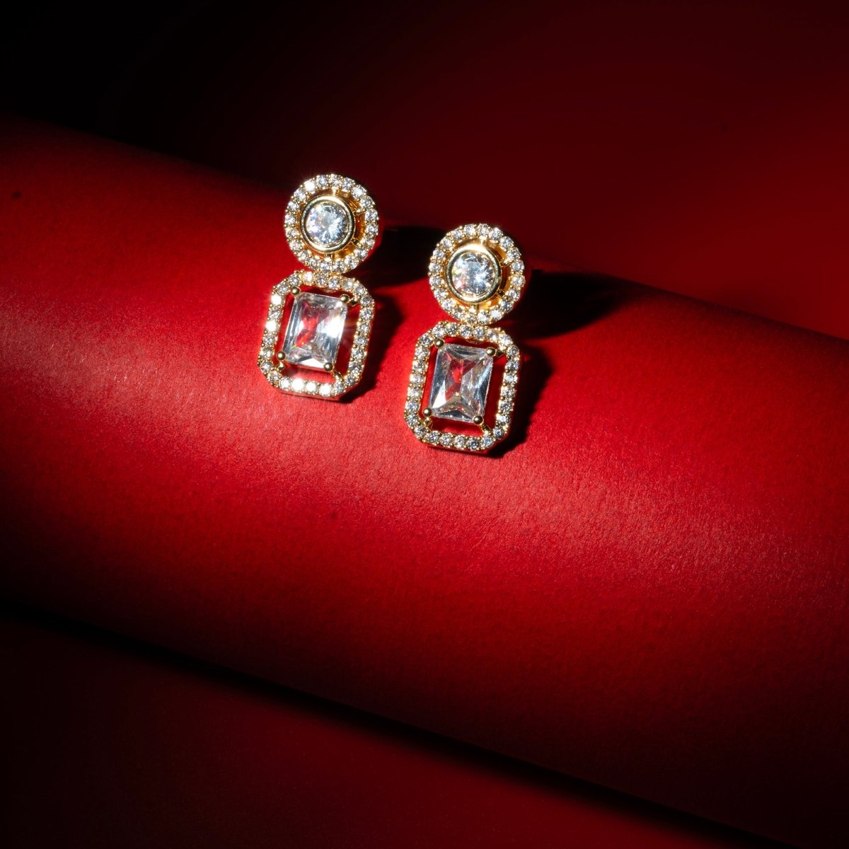 Sparkling Gold Plated Cubic Zirconia Drop Earrings