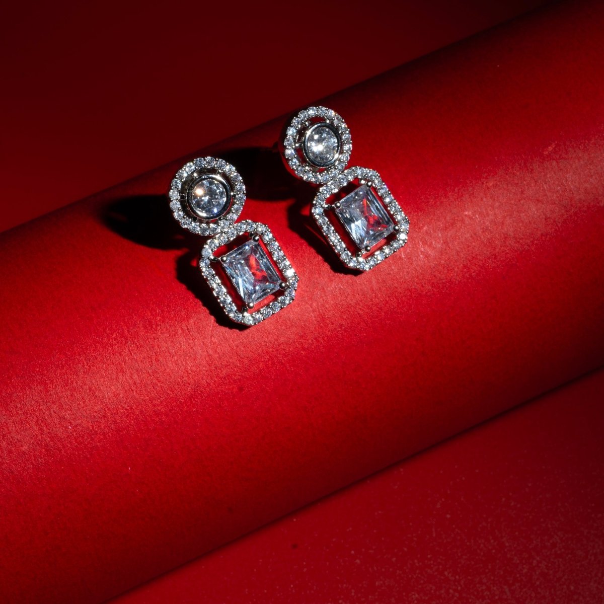 Sparkling Rhodium Plated Cubic Zirconia Drop Earrings