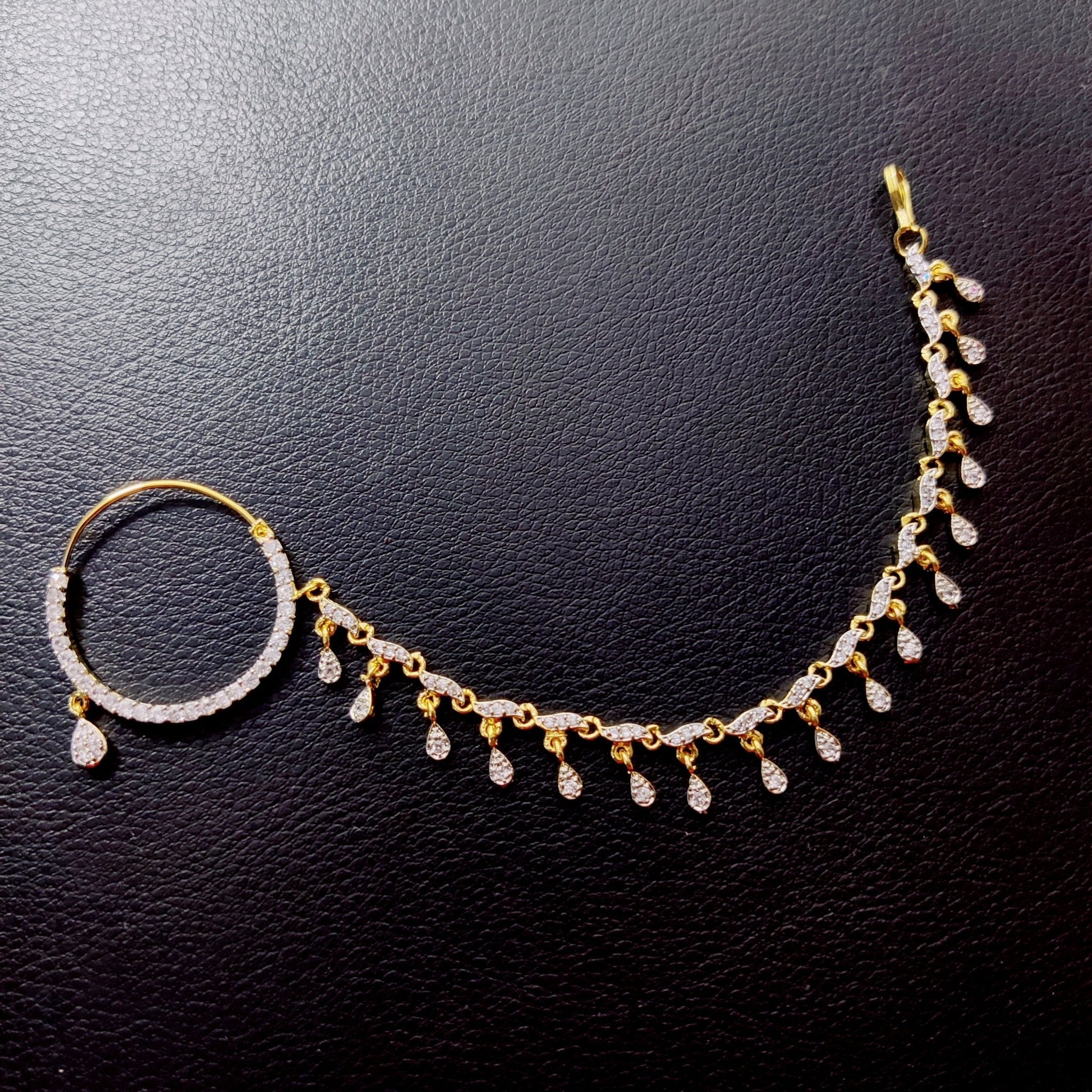 Sparkling Two Tone Nose Pin