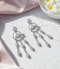 Sparkling White Rhodium Earrings