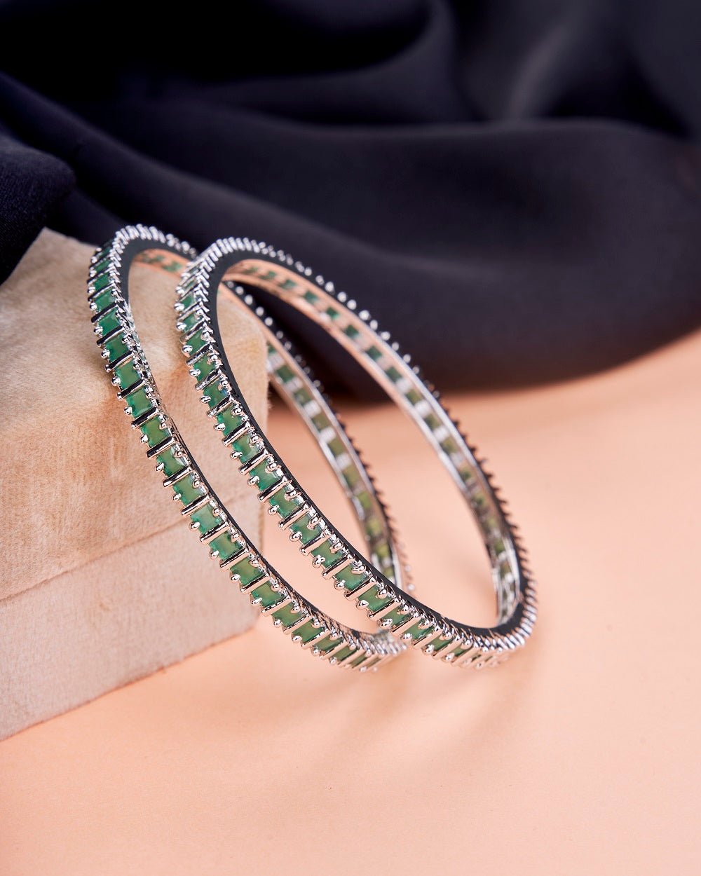 Square Rhodium Bangles (Pack of 2)