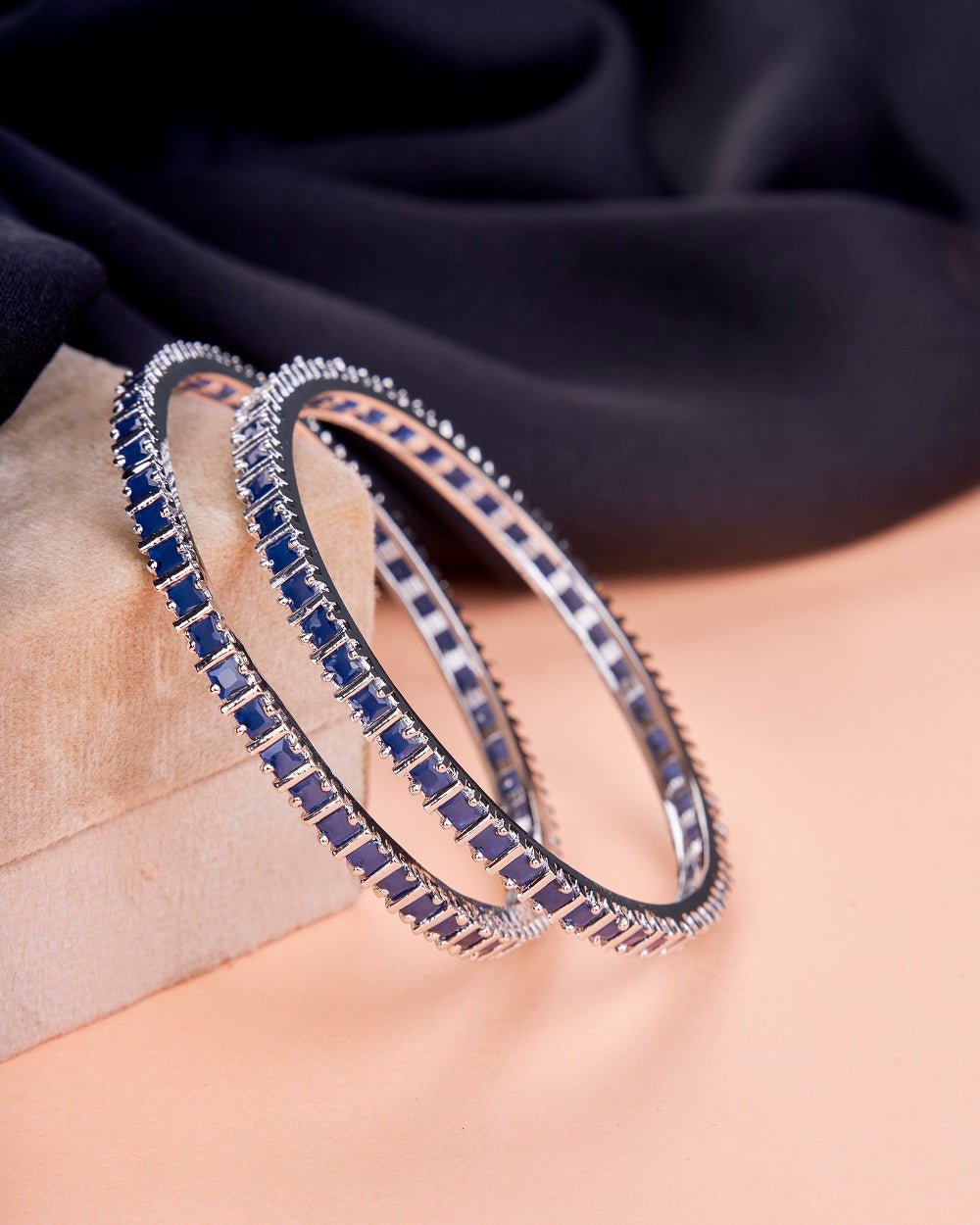 Square Rhodium Bangles (Pack of 2)