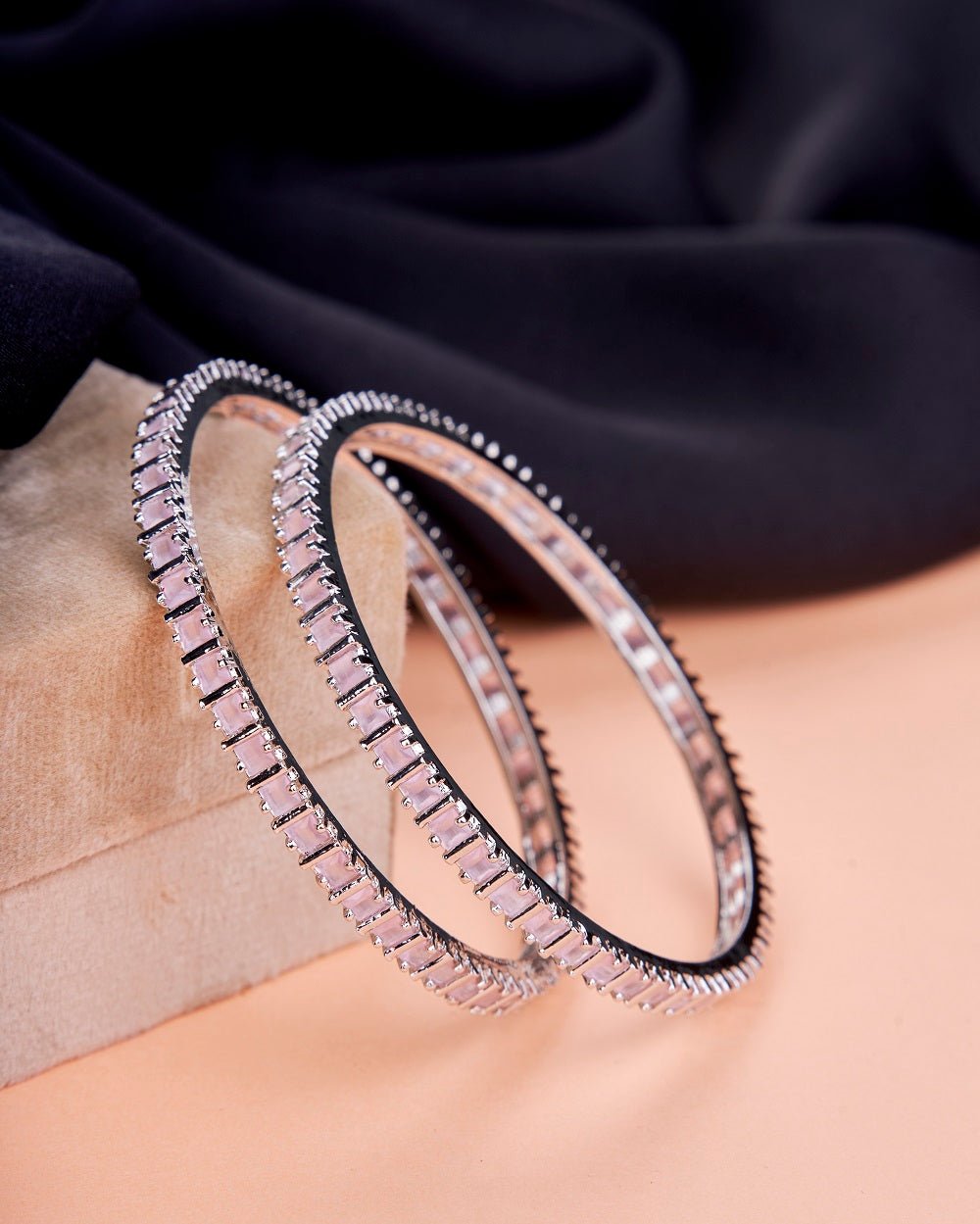 Square Rhodium Bangles (Pack of 2)