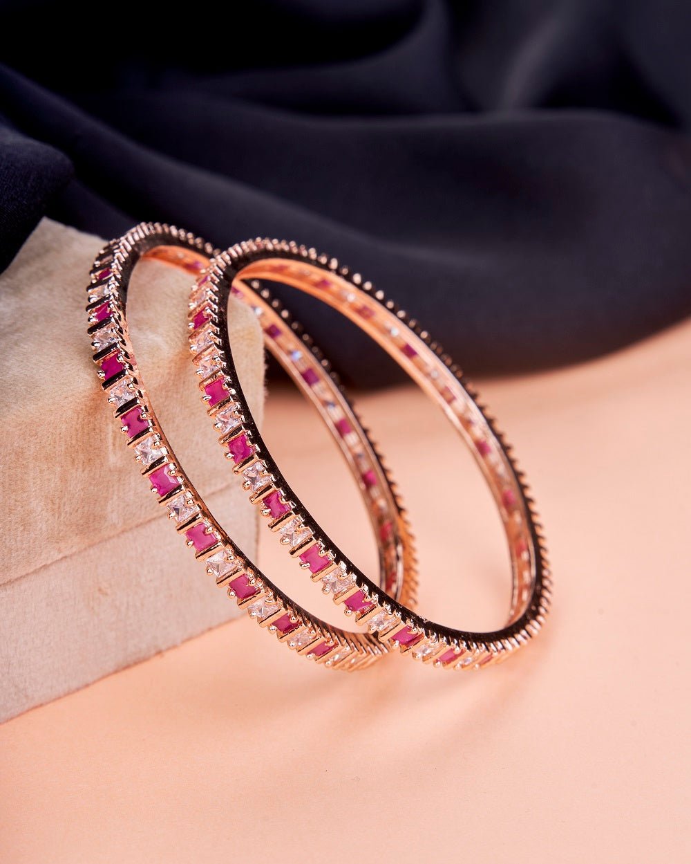 Square Rose Gold Bangles (Pack of 2)