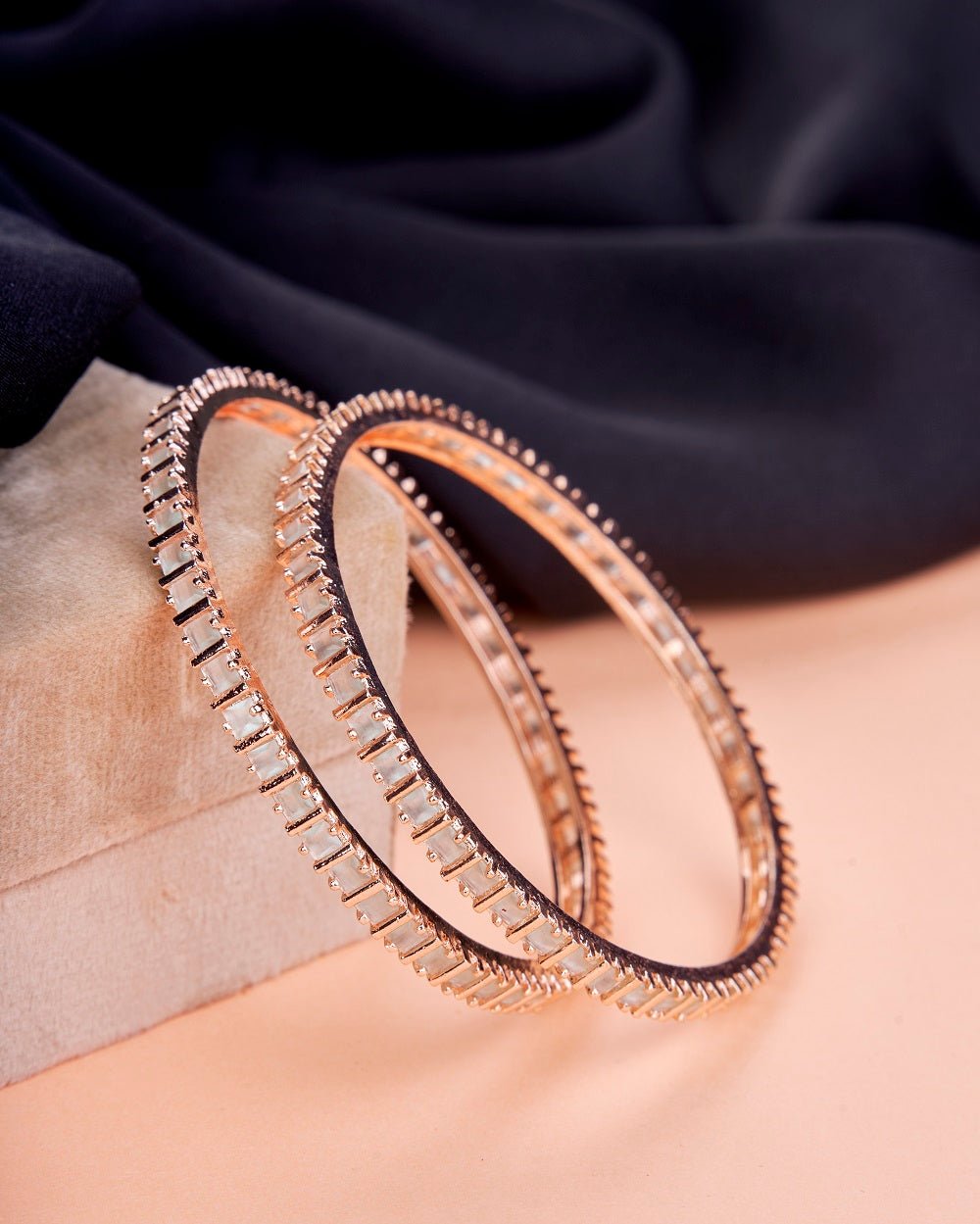 Square Rose Gold Bangles (Pack of 2)