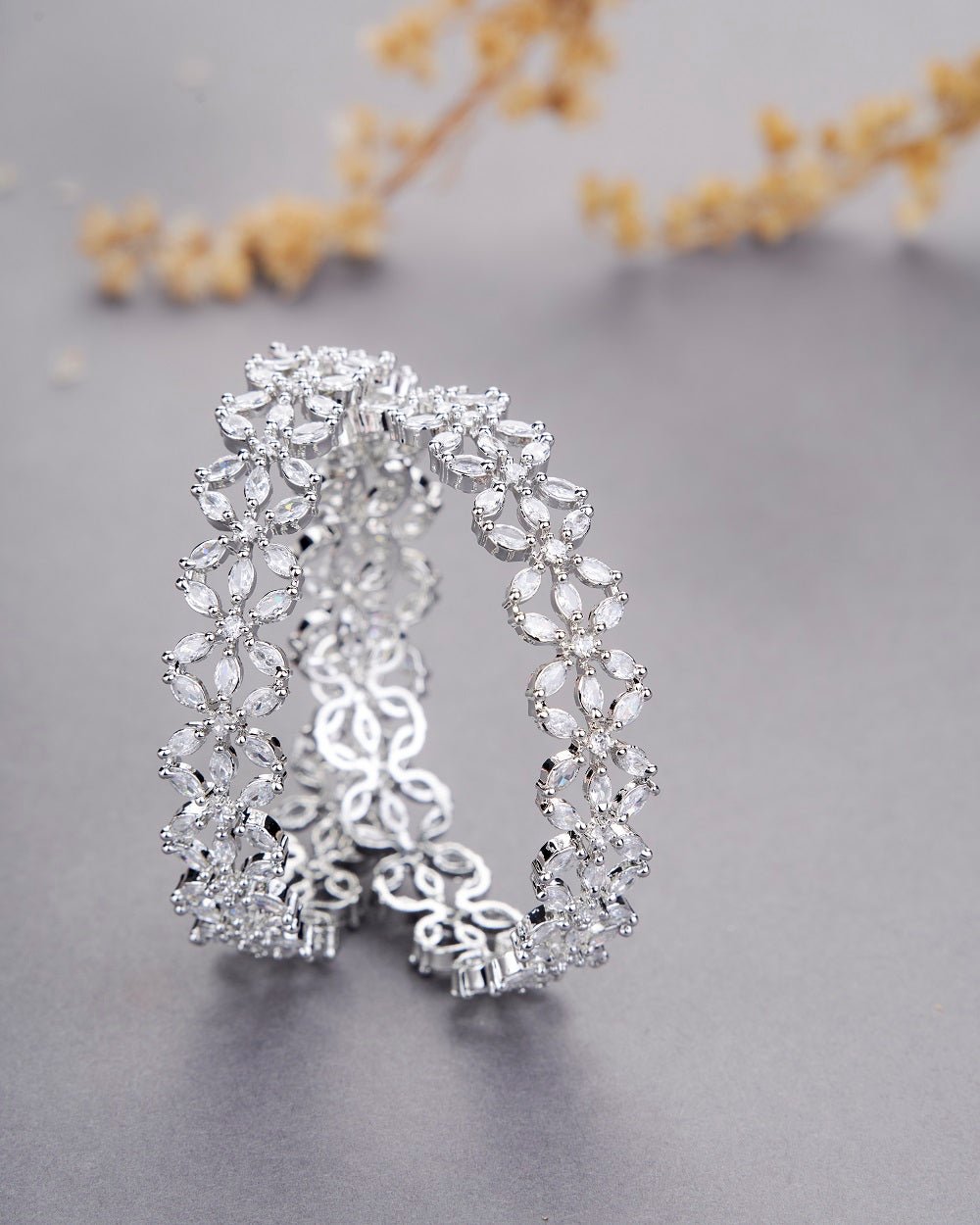 Star Rhodium Plated Bangles (Pack of 2)