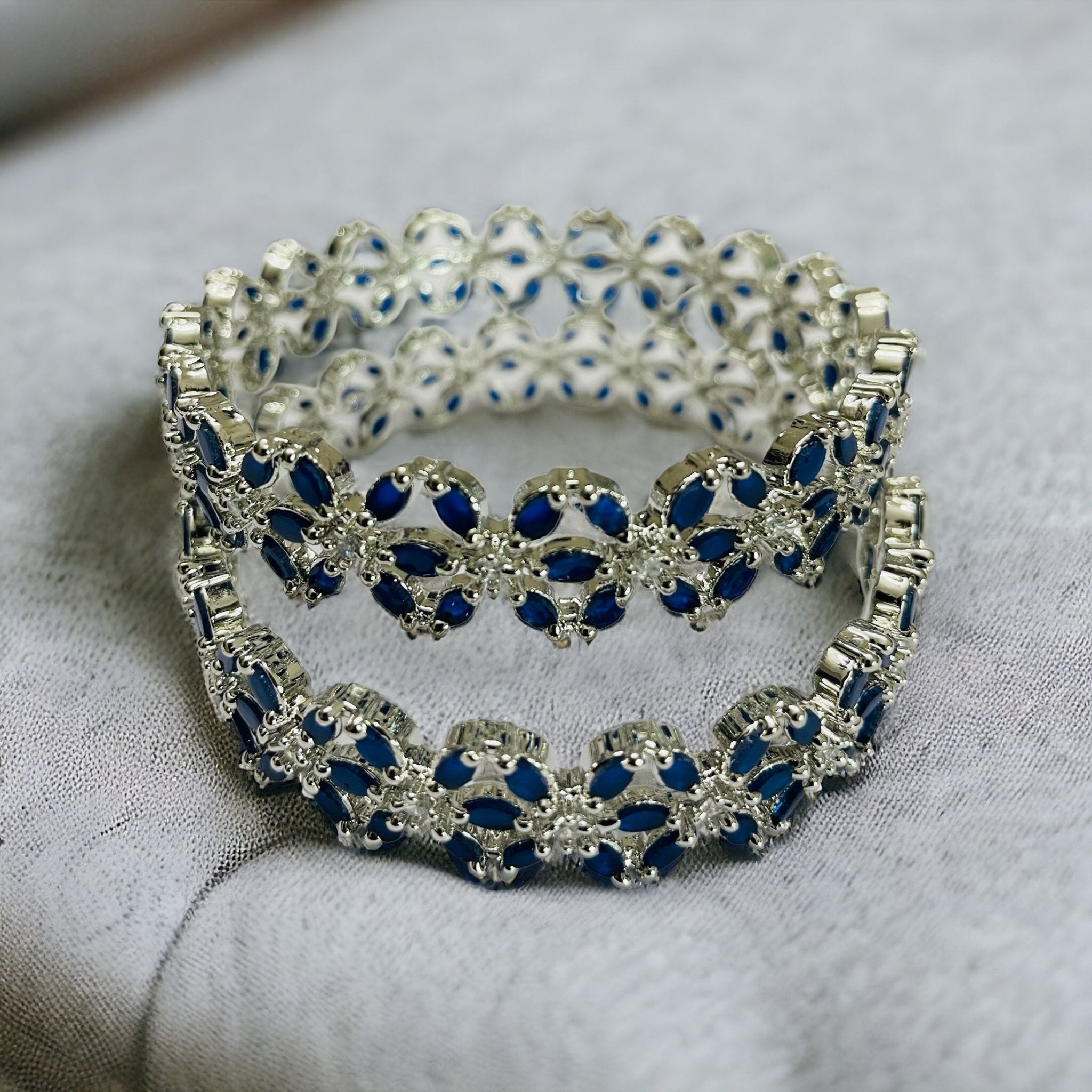 Star Rhodium Plated Bangles (Pack of 2)