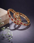 Stylish Zig Zag Oval Gold Bangles (Pack of 2)