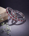 Stylish Zig Zag Oval Rhodium Bangles (Pack of 2)
