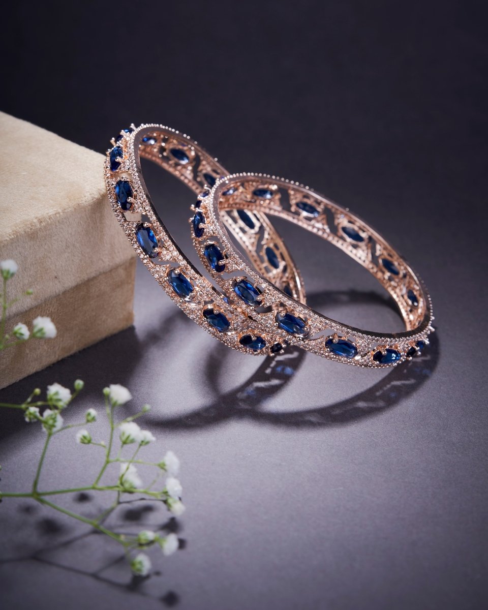 Stylish Zig Zag Oval Rose Gold Bangles (Pack of 2)