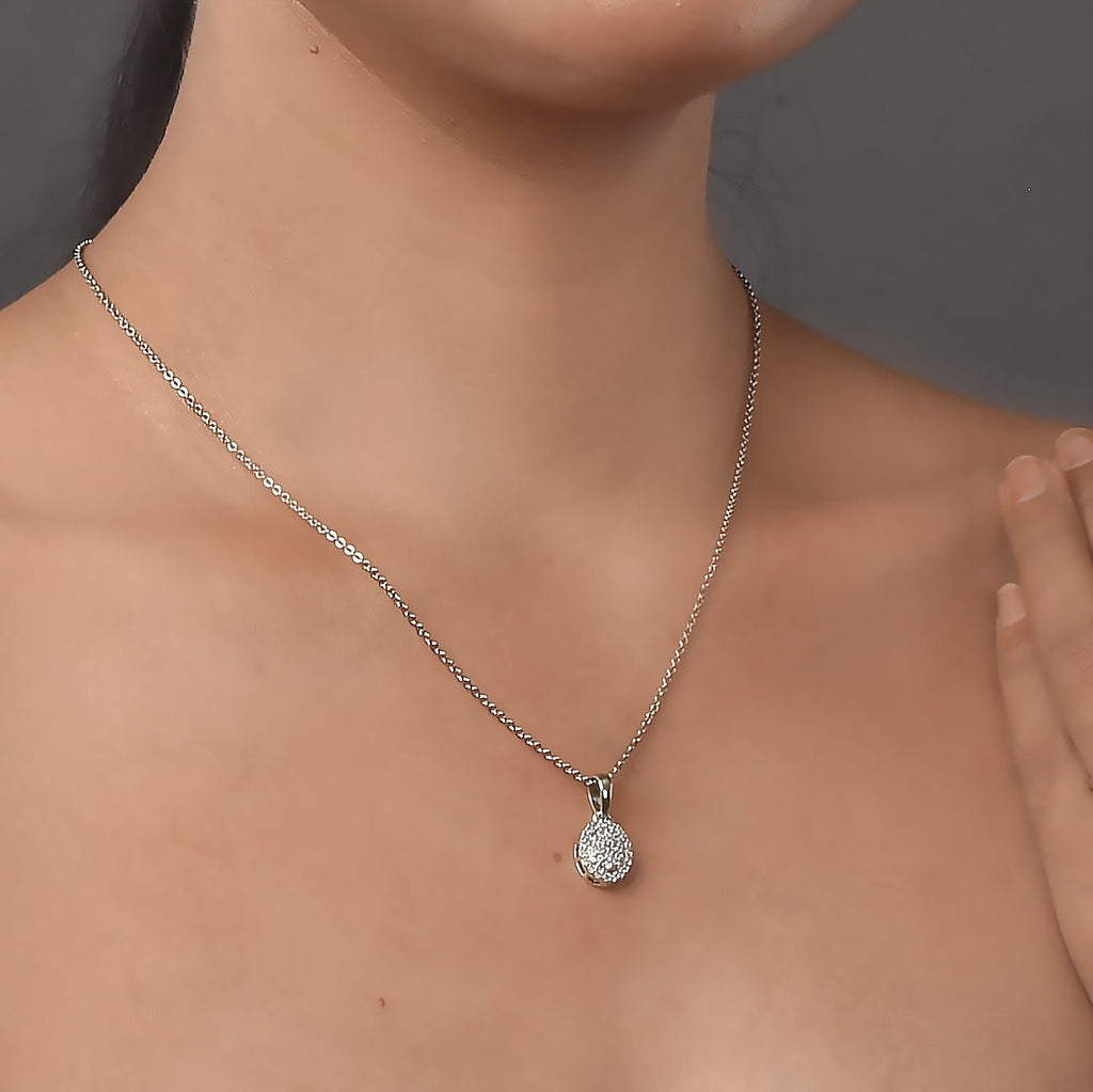 Opal Touch - Subtle Rhodium Locket Set with Filigree Detailing - Locket Set