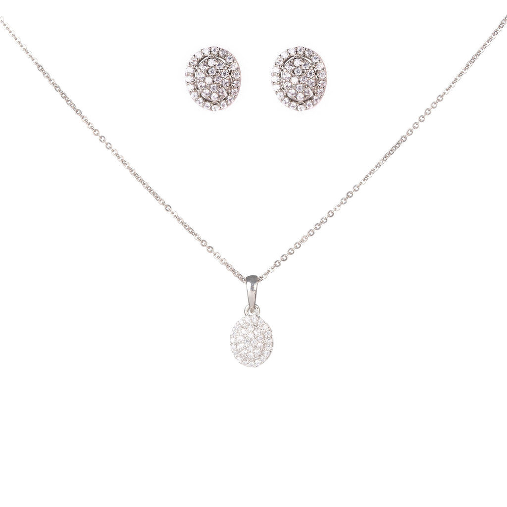 Opal Touch - Subtle Rhodium Locket Set with Filigree Detailing - Locket Set