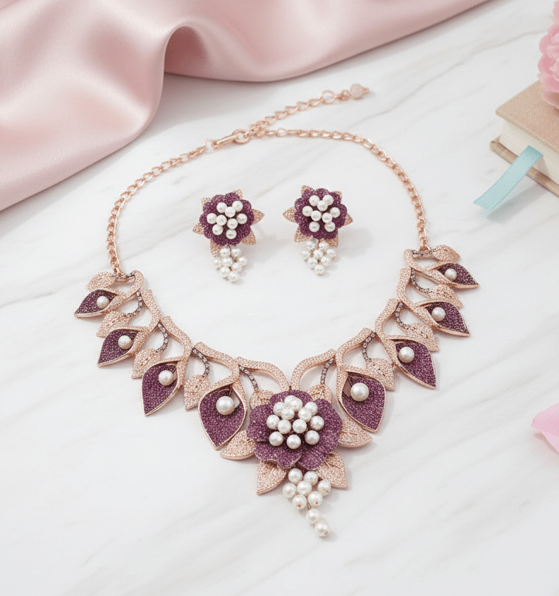 Timeless Flower Petals Rose Gold Necklace