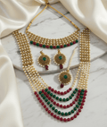 Traditional Long Moti Mala Bridal Set Combo