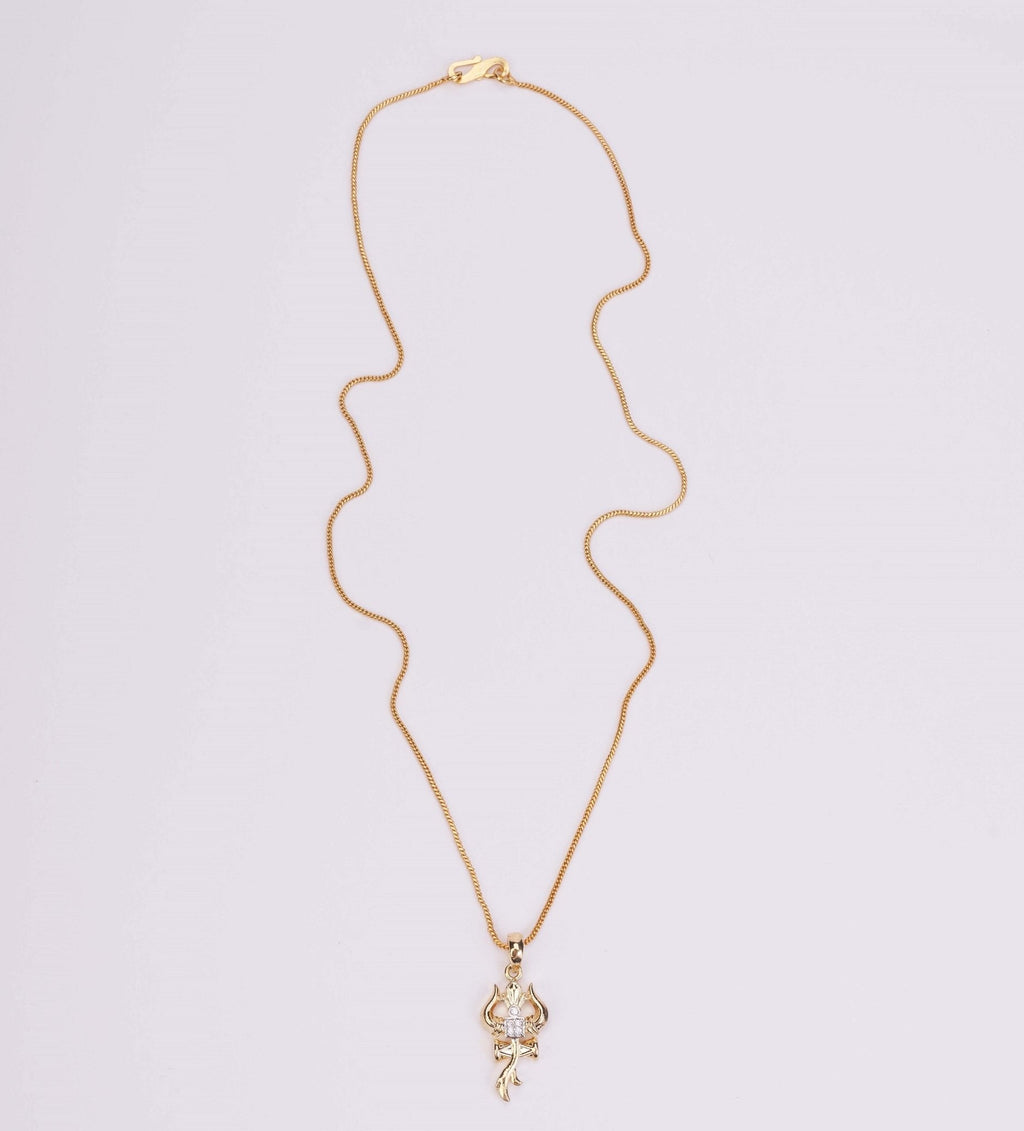 Locket Set - Trishul Mahadev Gold Plated Locket Set - Opal Touch