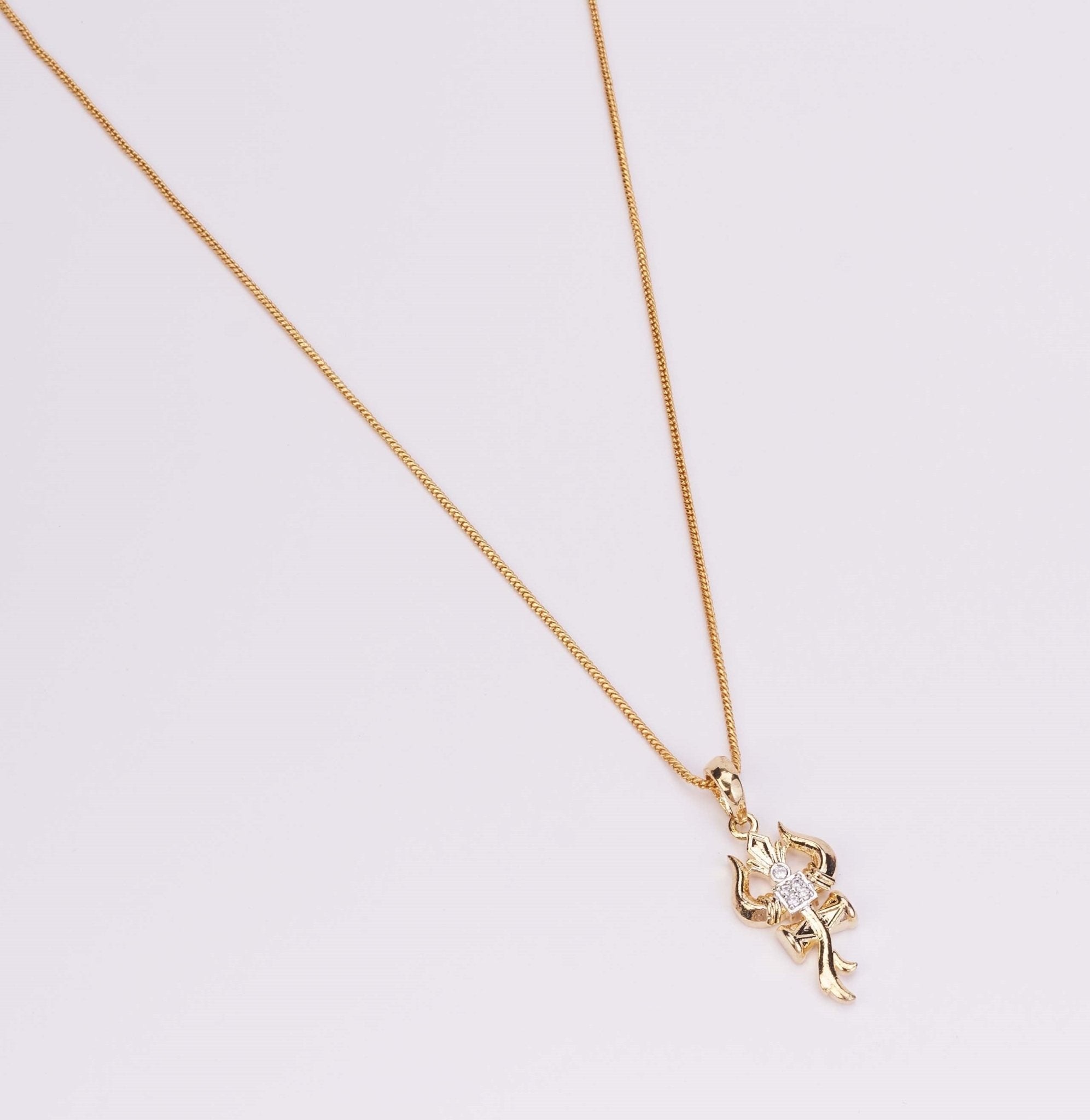 Locket Set - Trishul Mahadev Gold Plated Locket Set - Opal Touch